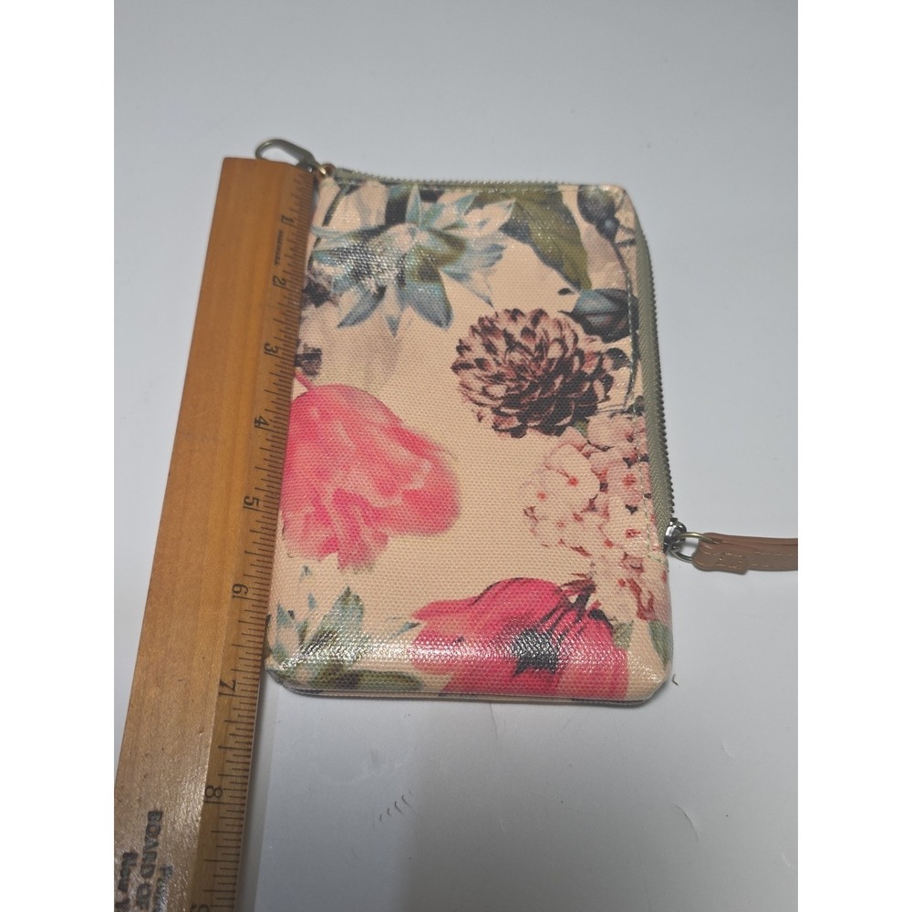 Hobo Coated Canvas & Leather Zipper Wristlet Phone Pouch Botanical Floral Print - Picture 8 of 10